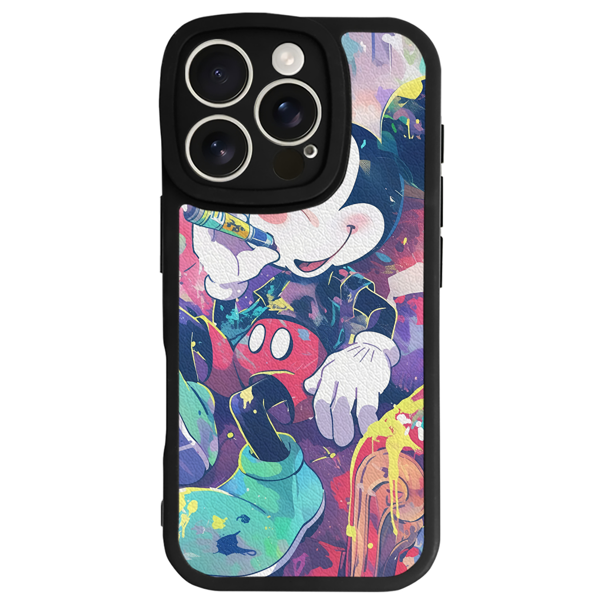 （画像用） ミッキーマウス Mickey Mouse 【iPhone 16シリーズ対応】シリコンスマホケース（レザー調） 材質：シリコン